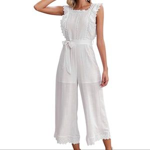 White eyelet jumpsuit
